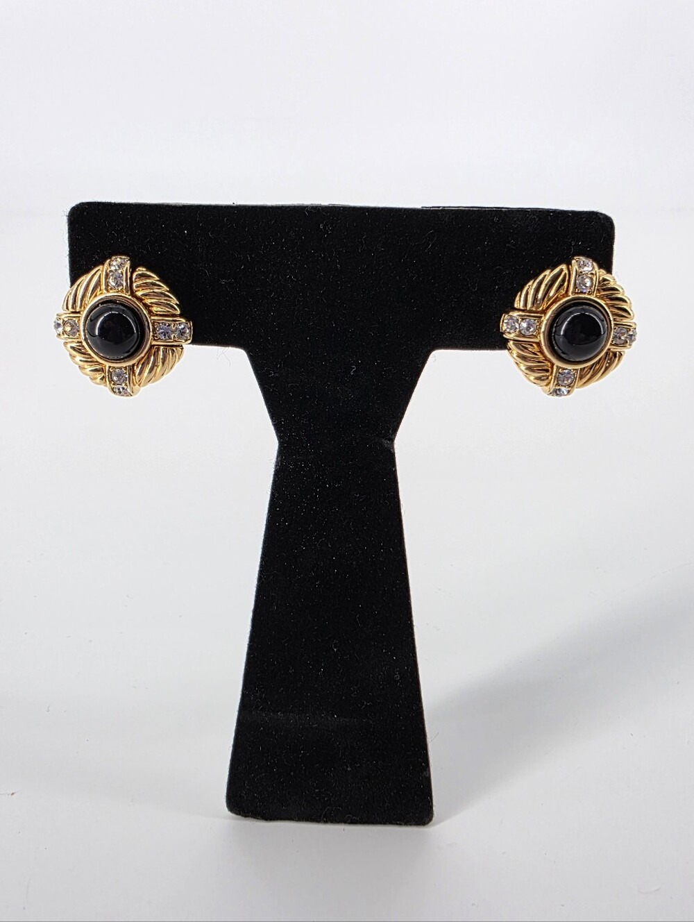 Joan Rivers Rhinestone And Gold Tone Clip On Earrings
